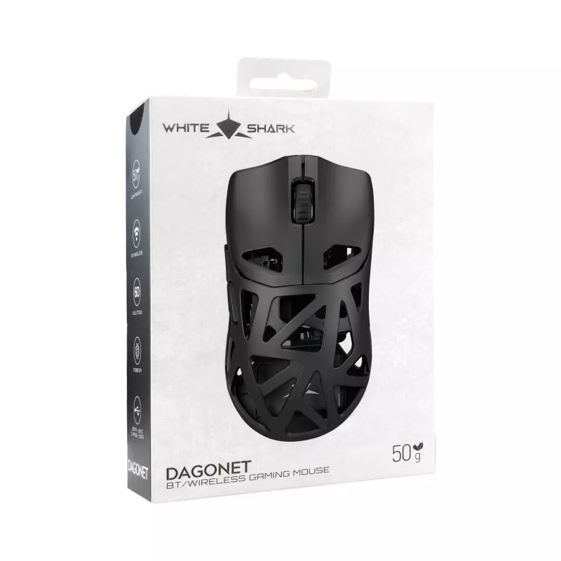 White Shark DAGONET-2 WGM-5019 Wireless Gaming Mouse, 24000 DPI, Black