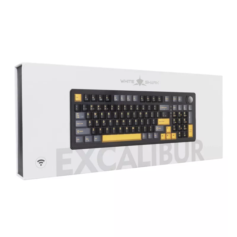 White Shark EXCALIBUR-B TKL Mechanical Gaming Keyboard, KTT Wine Red Linear Hot-Swap, Per-Key RGB, Black