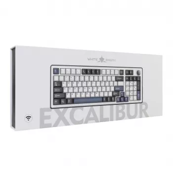 White Shark EXCALIBUR-W Mechanical Gaming Keyboard, 75% Layout, KTT Wine Red Hot-Swap, Per-Key RGB, Wired, White