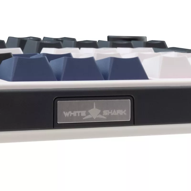 White Shark EXCALIBUR-W Mechanical Gaming Keyboard, 75% Layout, KTT Wine Red Hot-Swap, Per-Key RGB, Wired, White
