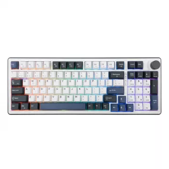 White Shark EXCALIBUR-W Mechanical Gaming Keyboard, 75% Layout, KTT Wine Red Hot-Swap, Per-Key RGB, Wired, White