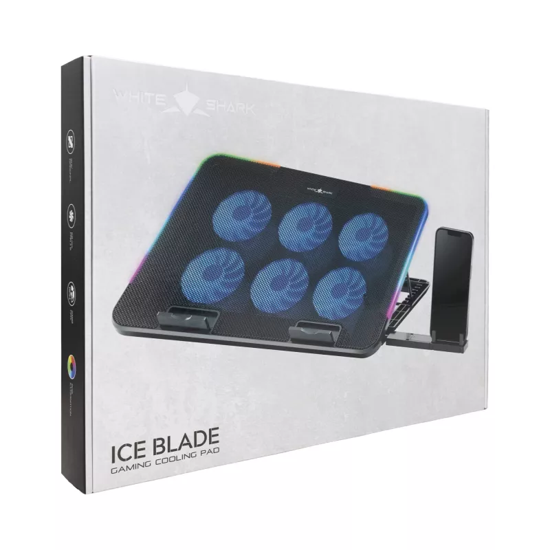 White Shark ICE BLADE GCP-96 Dual Fan Laptop Cooling Pad with Blue LED, Supports up to 17 inch, 5 Adjustable Positions