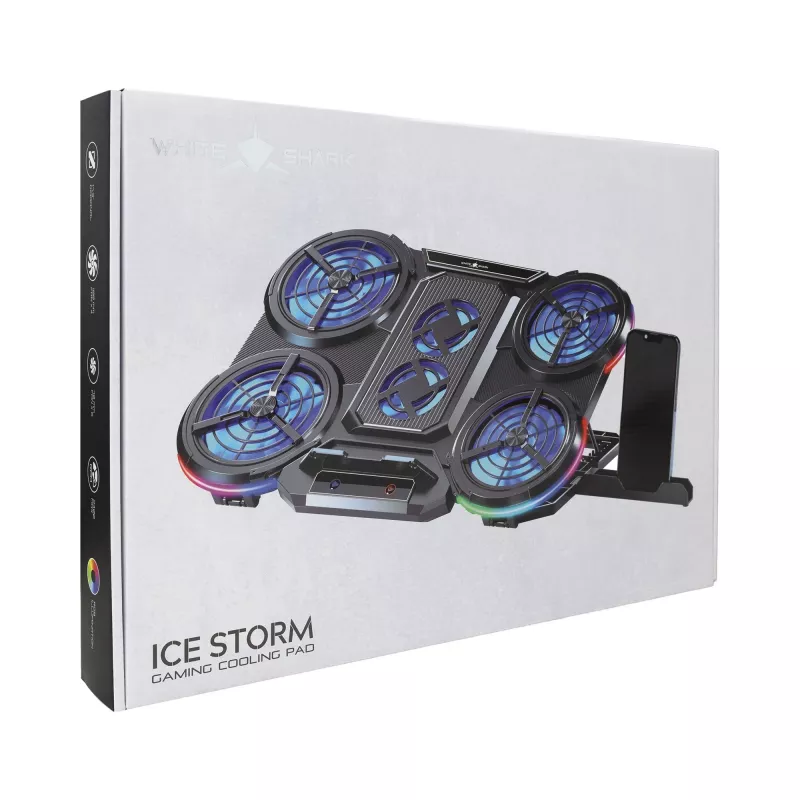 White Shark ICE STORM GCP-6 Laptop Cooling Pad, 2x125mm Fans, Blue LED, USB, up to 17 inch