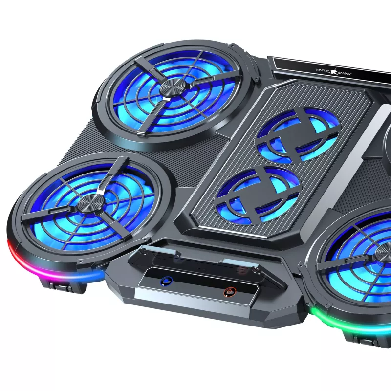 White Shark ICE STORM GCP-6 Laptop Cooling Pad, 2x125mm Fans, Blue LED, USB, up to 17 inch