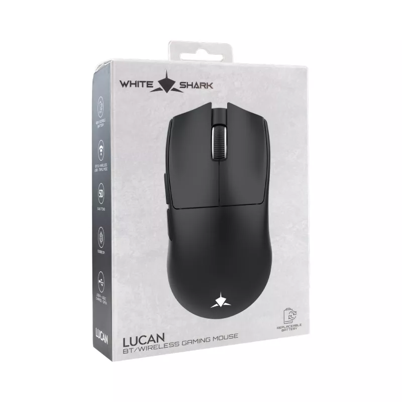 White Shark LUCAN-B WGM-5022 Wireless Gaming Mouse, 12000 DPI, 2.4 GHz, 7 Buttons, RGB, White