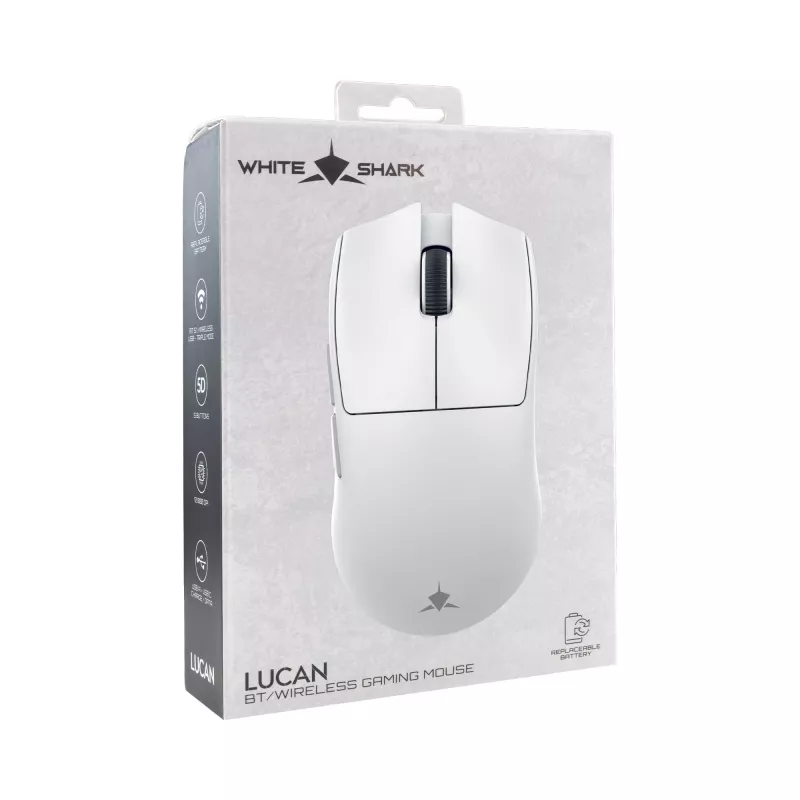 White Shark LUCAN-W WGM-5022 12000 DPI Wireless Gaming Mouse, White