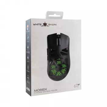 White Shark MORIEN WGM-5025 Black Wired Optical Gaming Mouse, 7200 DPI, 7 Programmable Buttons, RGB Backlight, Right-Handed