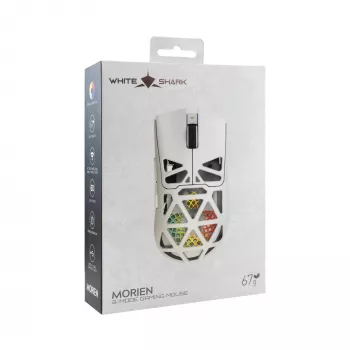 White Shark MORIEN WGM-5025 Wired Gaming Mouse, Up to 12800 DPI, RGB, White