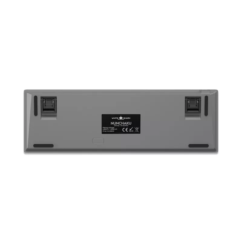 White Shark Nunchaku Mechanical Gaming Keyboard TKL, Grey, Outemu Blue Switch, RGB Hot-Swap, Wired USB