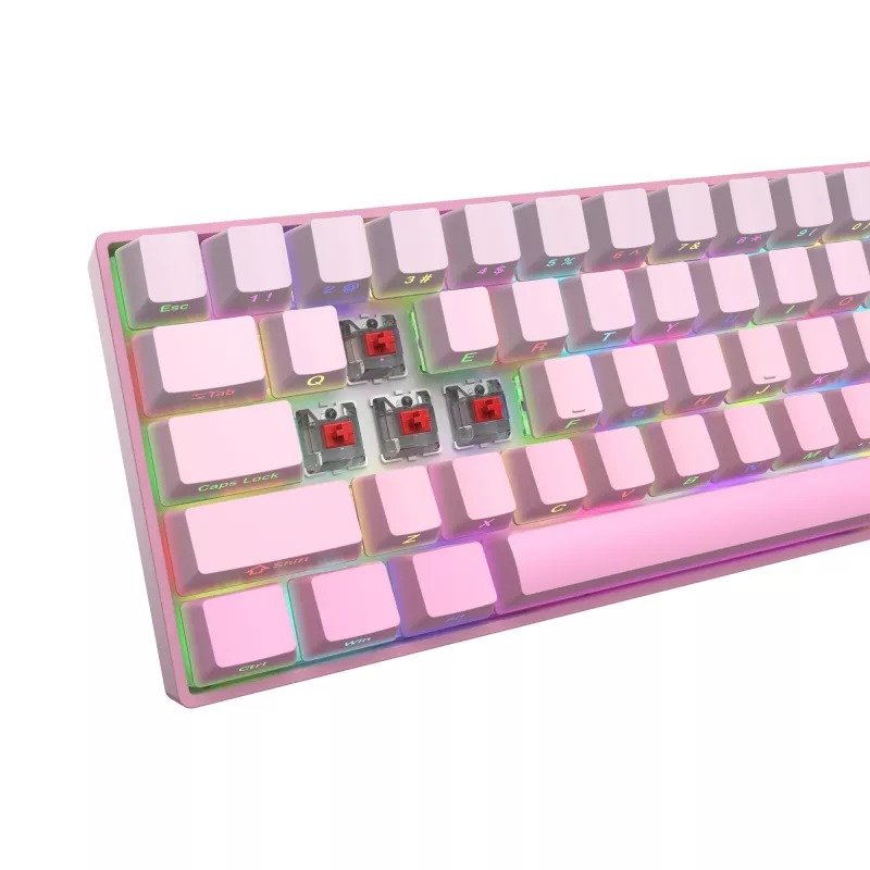 White Shark NUNCHAKU-P-US-RED.SW TKL Mechanical Gaming Keyboard - 87 Keys, Outemu Red Switches, RGB Backlit, Pink
