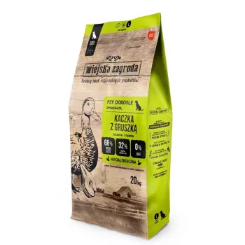 Wiejska Zagroda Dry Dog Food Duck with Pear Adult Medium Chunks 20kg
