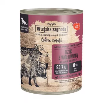 WIEJSKA ZAGRODA Forest Flavors Wild Boar with Beef - Wet Dog Food - 800g