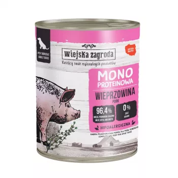 WIEJSKA ZAGRODA Mono Pork Wet Dog Food 800g