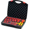 Wiha 43024 Insulated Ratchet and Socket Set, 1/2 inch Drive, 21-Piece, VDE Certified, Red/Yellow