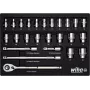 Wiha 44740 1/2 inch Socket Set 39-Piece with Fine-Tooth Ratchet, Hex & TORX E-Profile, Chrome-Vanadium, 10-32mm / E10-E24, DIN 3120