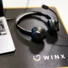 WINX CALL Clear 3.5mm Headset Wired On-Ear with Noise-Cancelling Mic, Volume Control, Leatherette Cushions - Black