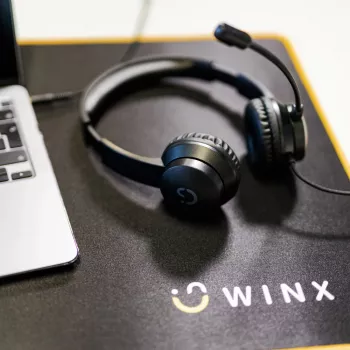WINX CALL Clear 3.5mm Headset Wired On-Ear with Noise-Cancelling Mic, Volume Control, Leatherette Cushions - Black