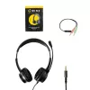 WINX CALL Clear 3.5mm Headset Wired On-Ear with Noise-Cancelling Mic, Volume Control, Leatherette Cushions - Black