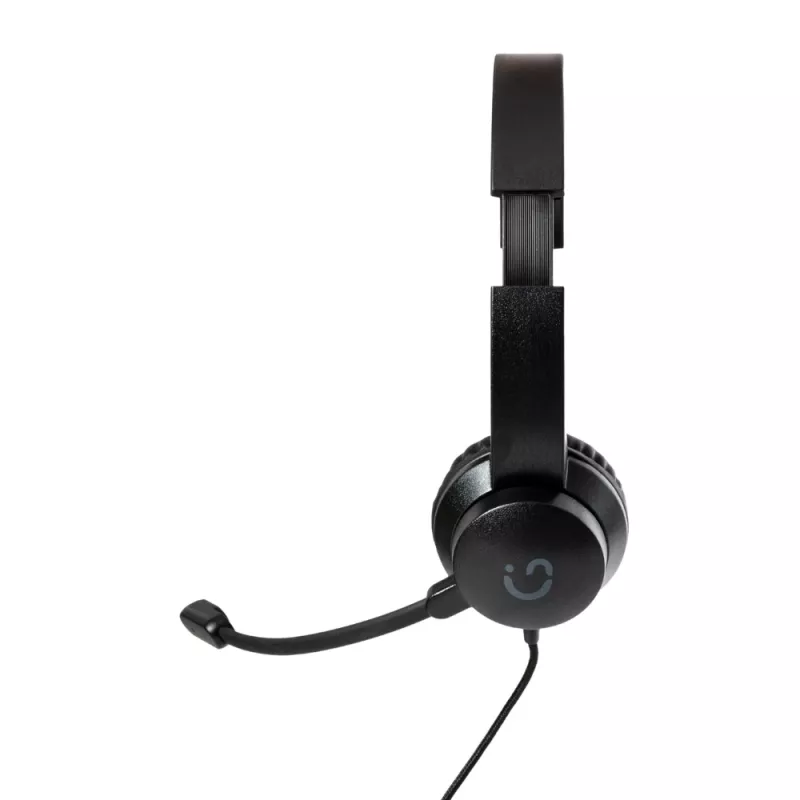 WINX CALL Clear 3.5mm Headset Wired On-Ear with Noise-Cancelling Mic, Volume Control, Leatherette Cushions - Black