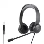 WINX CALL Clear 3.5mm Headset Wired On-Ear with Noise-Cancelling Mic, Volume Control, Leatherette Cushions - Black