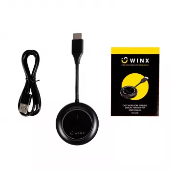 WINX CAST More HDMI Wireless Display Transmitter, 5G, 1080p@60Hz, 30m, USB-C Powered, Black