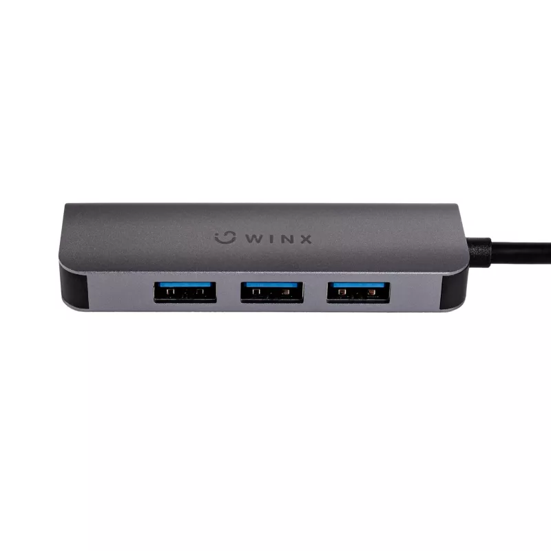 WINX CONNECT Simple USB/Type-C Hub, 3x USB-A 5Gbps + USB-C PD 100W, Space Grey