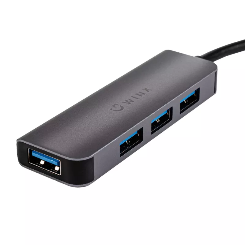 WINX CONNECT Simple USB/Type-C Hub, 3x USB-A 5Gbps + USB-C PD 100W, Space Grey