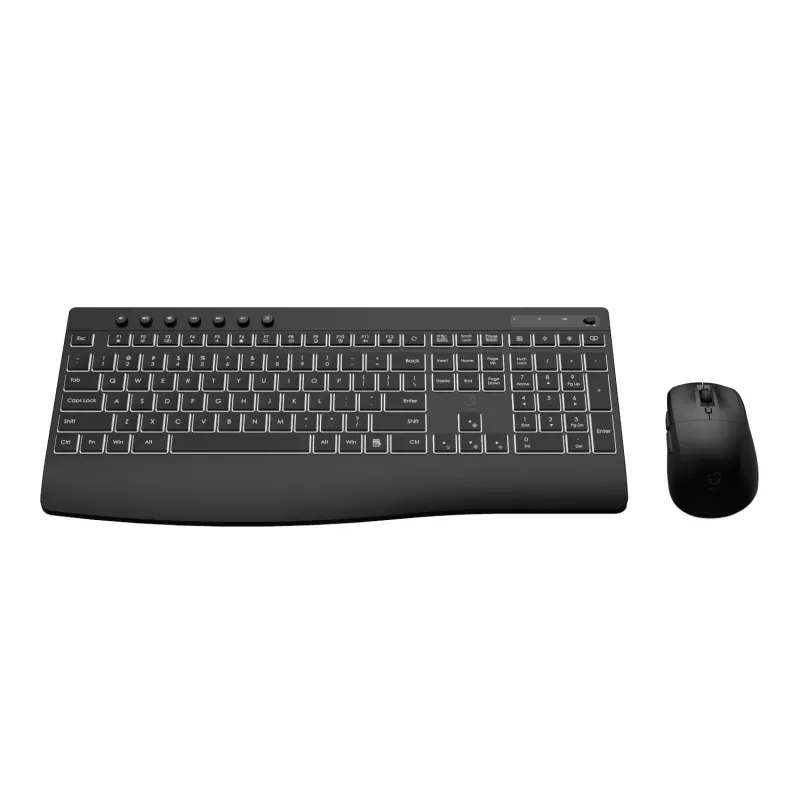 WINX DO Business Backlit Wireless Keyboard and Mouse Combo - Full-Size Rechargeable, Quiet Scissor Keys, Adjustable DPI, USB-C Charging, Black