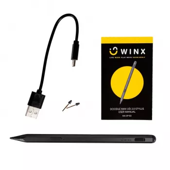 WINX DOODLE Max USI 2.0 Stylus - 4096 Pressure Levels, Palm Rejection, Tilt Support, USB-C Rechargeable, Space Grey