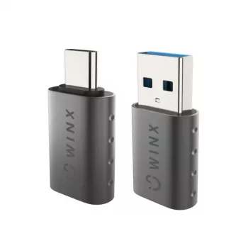 WINX LINK Simple Type-C and USB Adapter Combo – USB-C Male to USB-A Female & USB-A Male to USB-C Female, USB 2.0, 480 Mbps, Space Grey