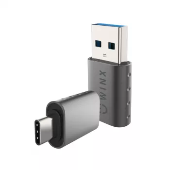 WINX LINK Simple Type-C and USB Adapter Combo – USB-C Male to USB-A Female & USB-A Male to USB-C Female, USB 2.0, 480 Mbps, Space Grey