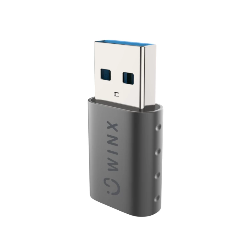WINX LINK Simple USB to Type-C Adapter Dual Pack (USB-A Male to USB-C Female, 5Gbps, 15W, Space Grey, 2-Pack)