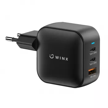 WINX POWER Max 65W GaN Wall Charger - 2x USB-C PD, 1x USB-A QC, Black