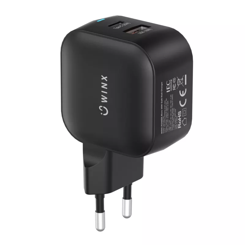 WINX POWER More 35W GaN Wall Charger - Dual USB-C & USB-A, PD 3.0 PPS, White