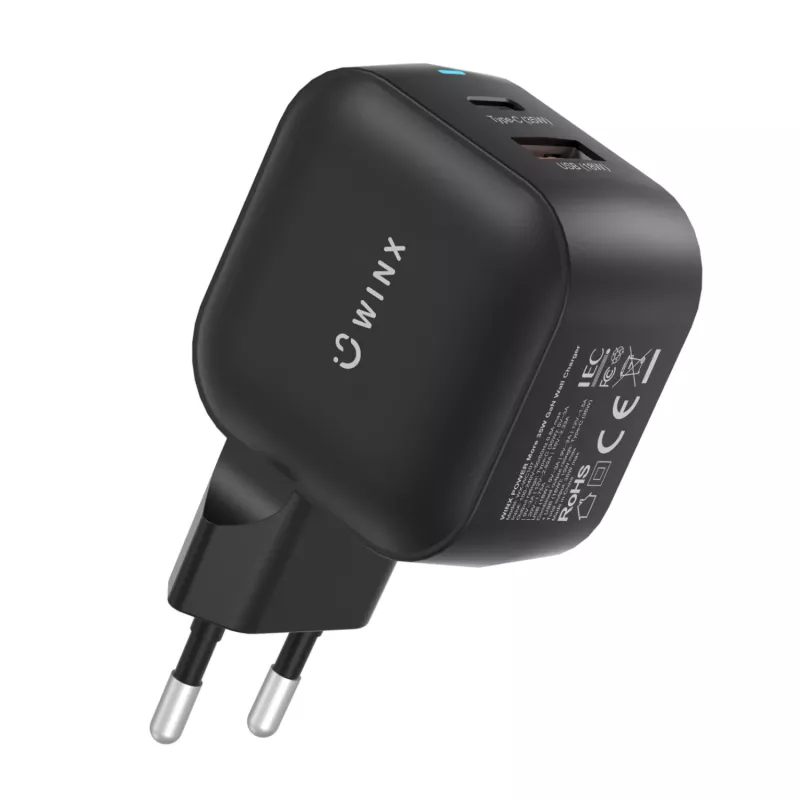 WINX POWER More 35W GaN Wall Charger - Dual USB-C & USB-A, PD 3.0 PPS, White