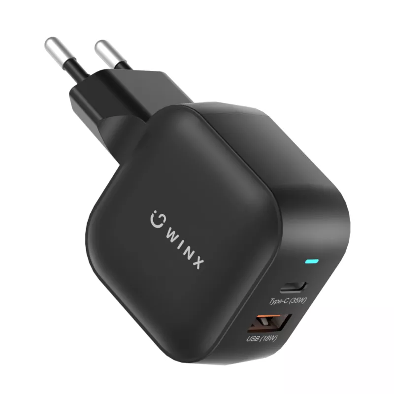 WINX POWER More 35W GaN Wall Charger - Dual USB-C & USB-A, PD 3.0 PPS, White