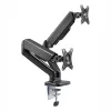 WINX RISE Pro Dual Full Motion Monitor Arm - Gas Spring Desk Mount for 2 Screens 17-32 inch, VESA 75/100, 18kg Total, Clamp & Grommet, Black