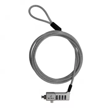 WINX Secure Max Universal Code Cable Lock - 4-Digit Resettable Combination, Braided Steel, 1.8m, Black/Silver