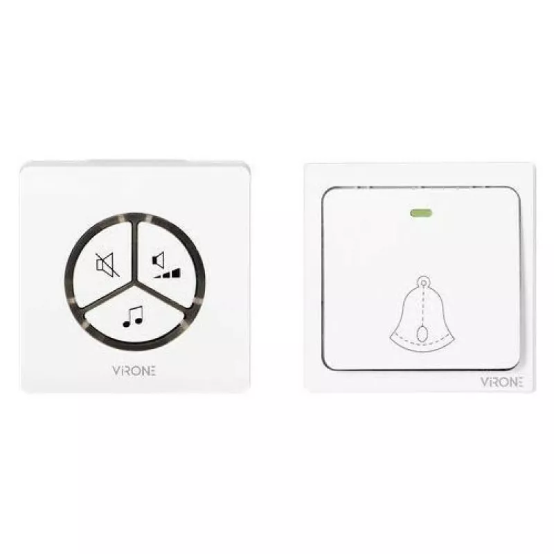 Wireless Doorbell VIRONE DB-3 Battery-Free Button, Learning System, 80m