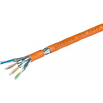 Wirewin VKW SFTP K7 LSOH3 1000SXB Cat.7 S/FTP Bulk Network Cable, 1000 m, Orange, LSOH3 Jacket, Solid Bare Copper, 23 AWG, 600 MHz, 10 Gbps
