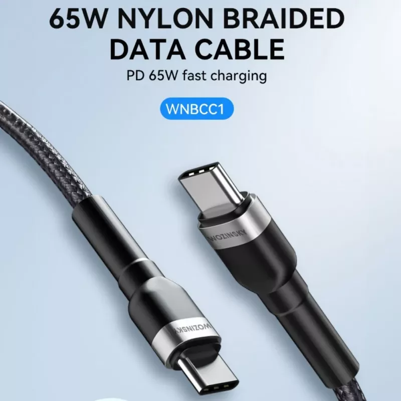 Wozinsky 1 m USB-C to USB-C Cable 60W PD Fast Charging & Data Sync Black