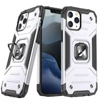 Wozinsky Apple iPhone 13 Ring Armor Case with Kickstand, Tough Rugged Cover, Silver