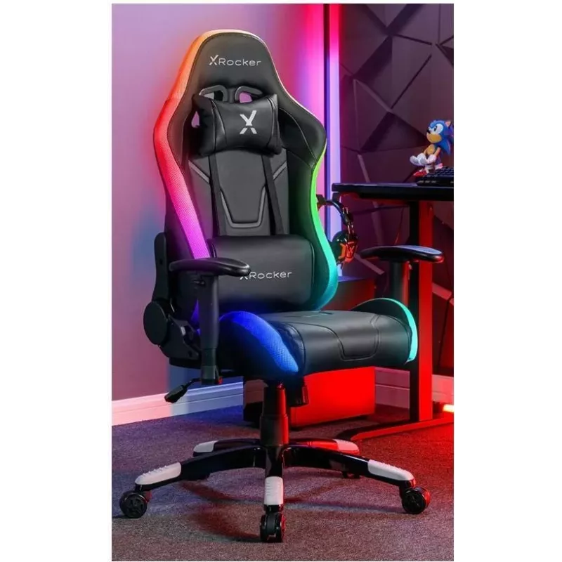 X Rocker Agility Compact eSports Gaming Office Chair with LED Lighting & App Control - Black (2023028)
