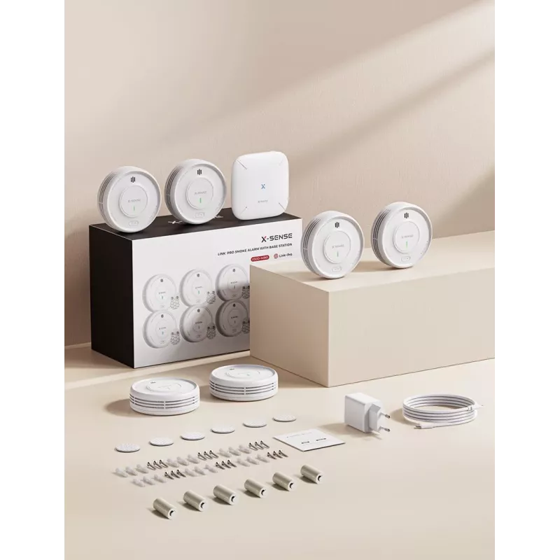 X-Sense XS0D-MR61 Interconnected Photoelectric Smoke Alarm with Gateway, App-Compatible, 10-Year Battery
