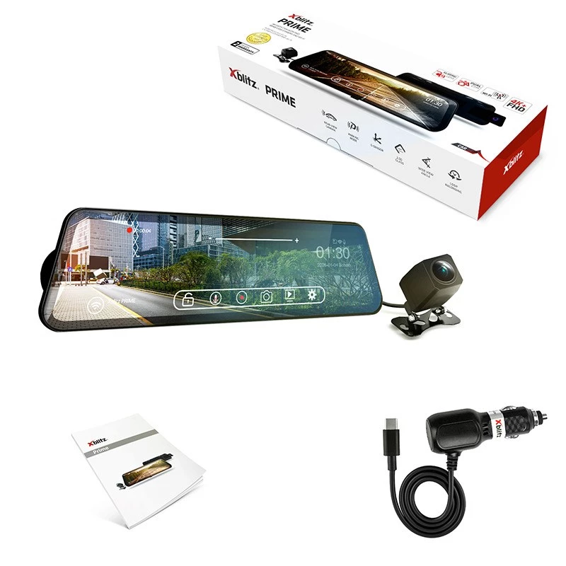 XBLITZ Prime Rearview Mirror Dashcam with FHD Backup Camera and Wi-Fi