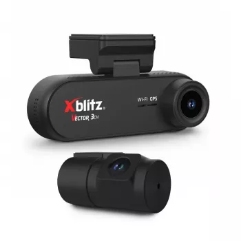 XBLITZ VECTOR 3CH 3-Channel Dash Camera with Front, Interior, and Rear Recording, Wi-Fi, GPS, 2K Front, Full HD Interior and Rear, 3 inch LCD, Night Vision, Parking Mode