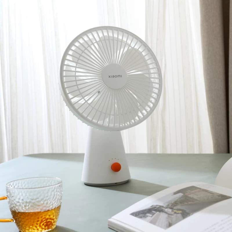 Xiaomi Rechargeable Mini Fan BHR6089GL 2000mAh USB Portable Handheld Fan with Detachable Base, 4 Speeds, Brushless Motor, White
