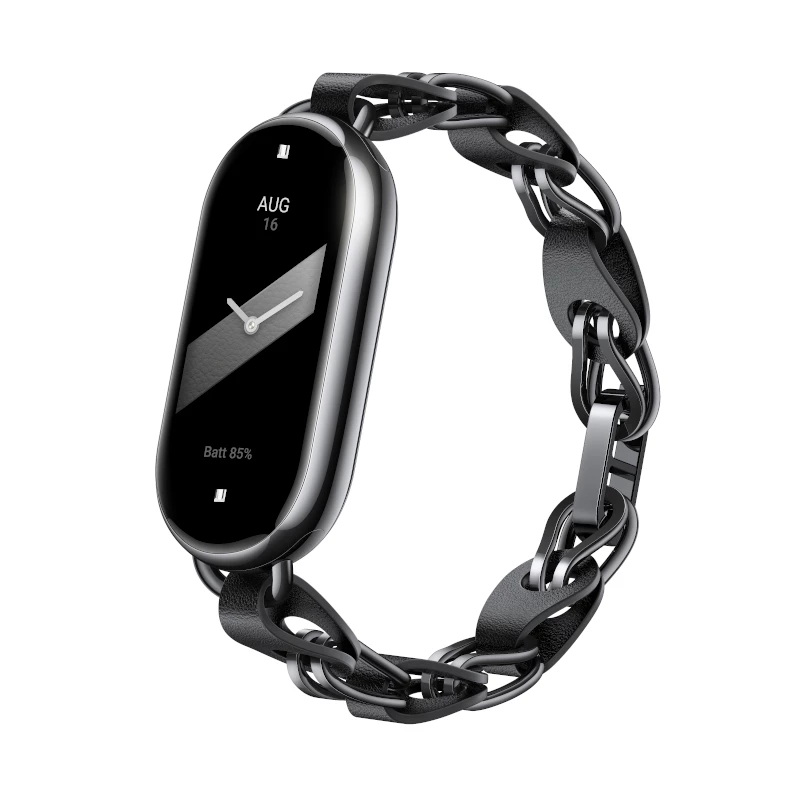 Xiaomi Smart Band 8 Chain Strap - Black Stainless Steel Replacement Band