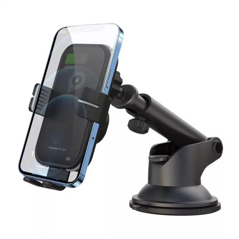 XO Car Holder WX027 with Wireless Inductive Charger Black 15W with Suction Cup