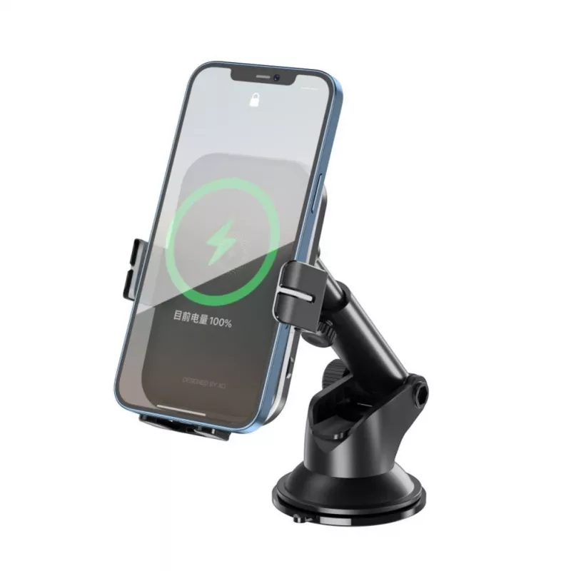 XO Car Holder WX027 with Wireless Inductive Charger Black 15W with Suction Cup